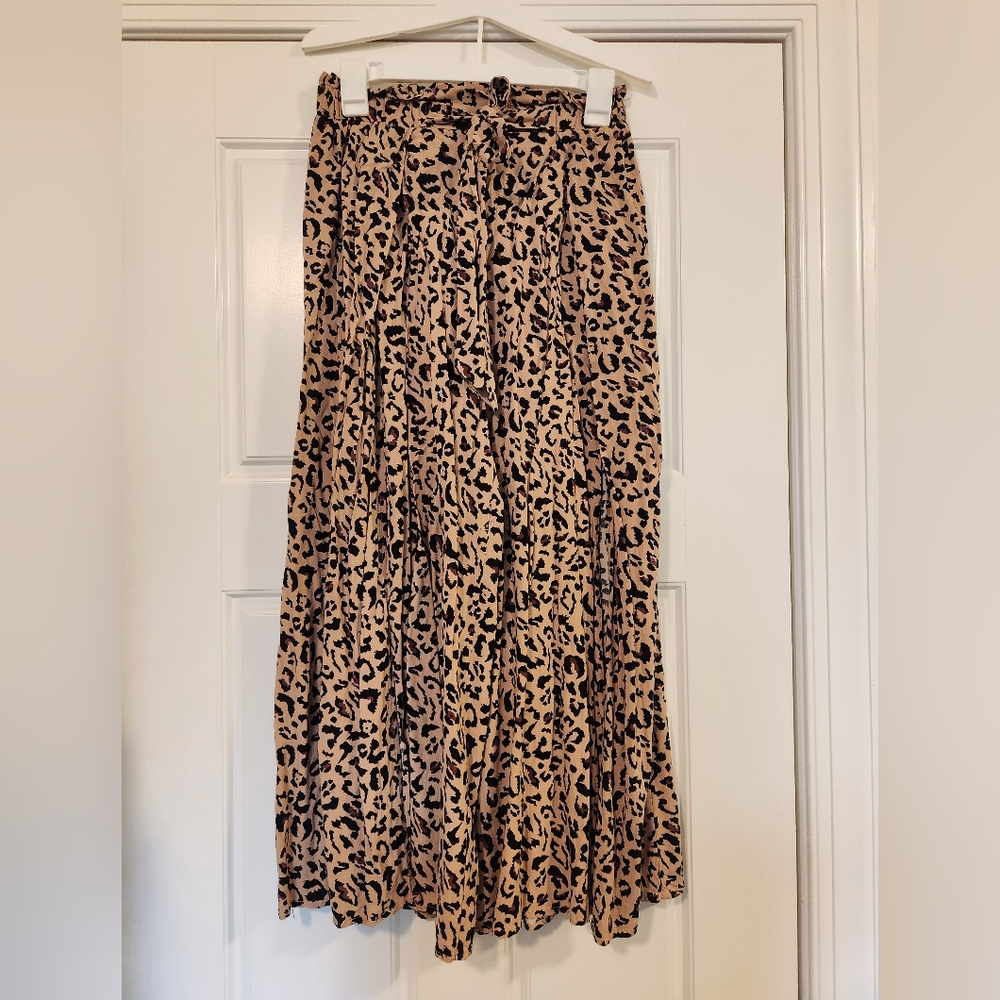 Simple Leopard Print A-Line Skirt